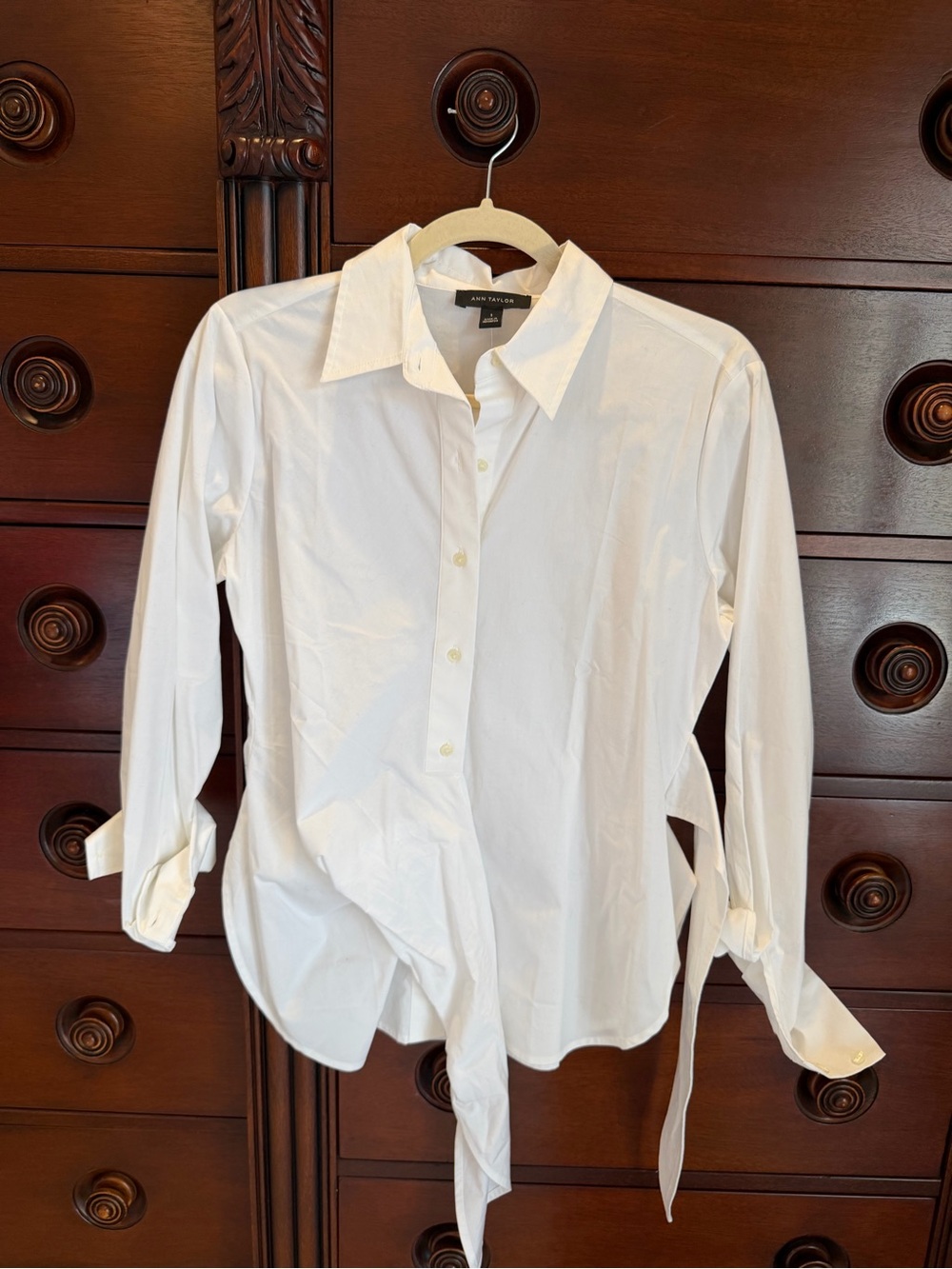 Ann Taylor White Classic Button-Front Dress Shirt